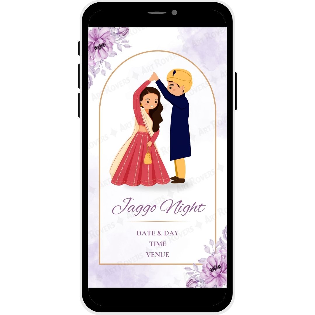 Velvet Petals Punjabi Wedding Invitation for Jaggo Night