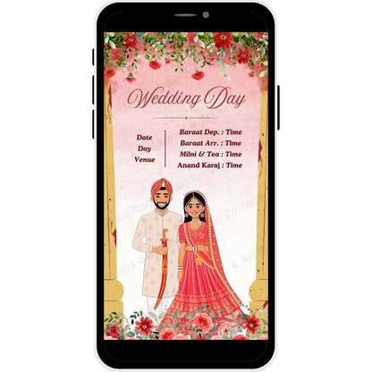 Rosewood Affair Punjabi Wedding Invitation - Wedding Day Details