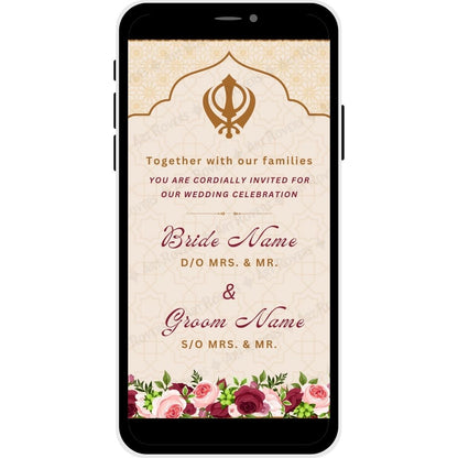 Bride and Groom Name for Golden Aura Punjabi Wedding Invitation