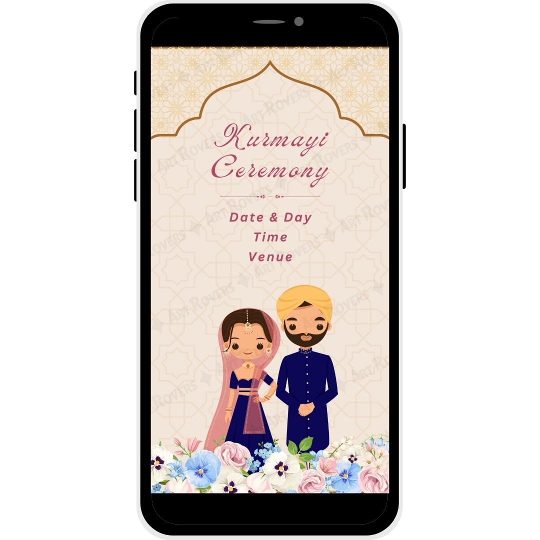 Kurmayi Ceremony for Golden Aura Punjabi Wedding Invitation