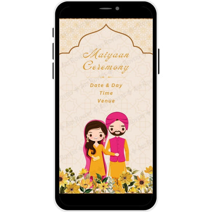 Maiyaan Ceremony for Golden Aura Punjabi Wedding Invitation