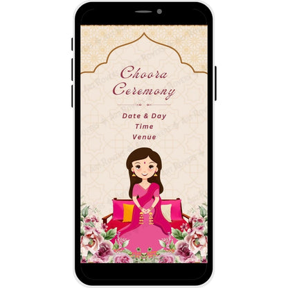 Choora Ceremony for Golden Aura Punjabi Wedding Invitation