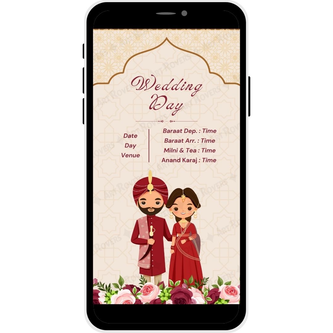 Wedding Day Ceremony for Golden Aura Punjabi Wedding Invitation