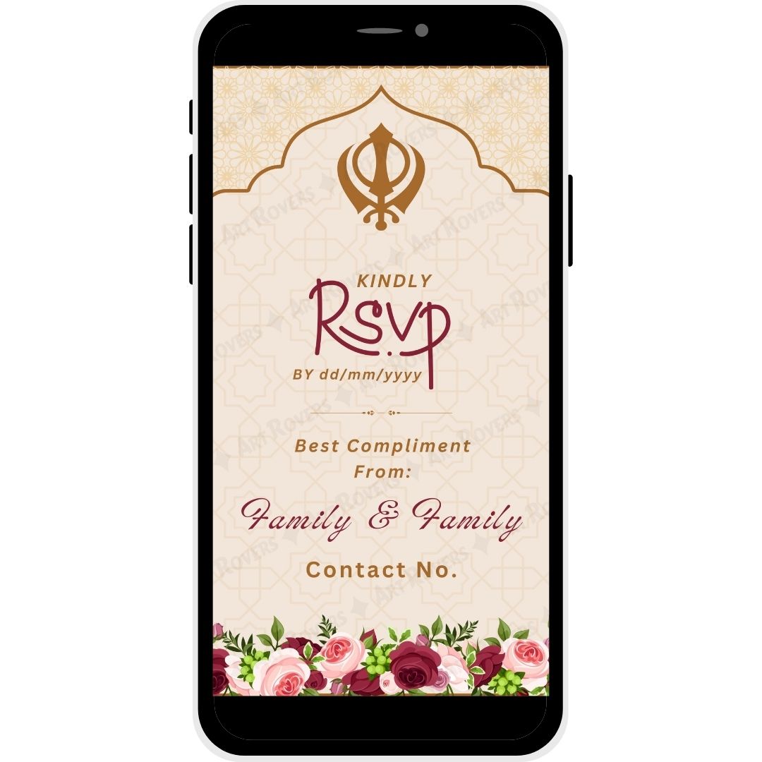 RSVP for Golden Aura Punjabi Wedding Invitation