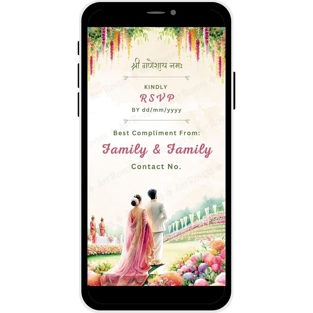 RSVP section featuring floral decor from the 'Blossoms of Love' Telugu Wedding Invitation