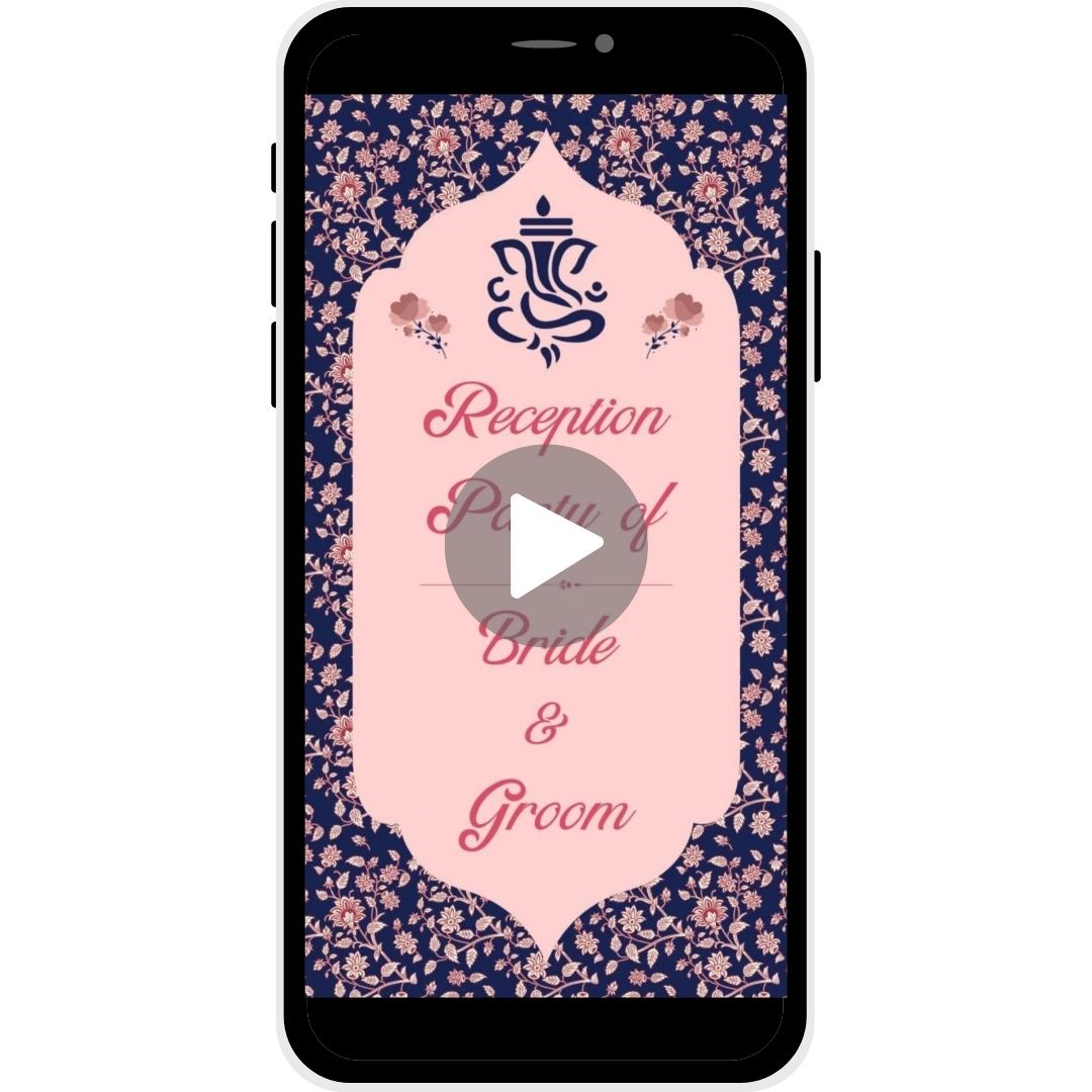 Reception invitation video named Classic Affair, featuring a navy floral background with soft pink accents, perfect for an elegant wedding reception.