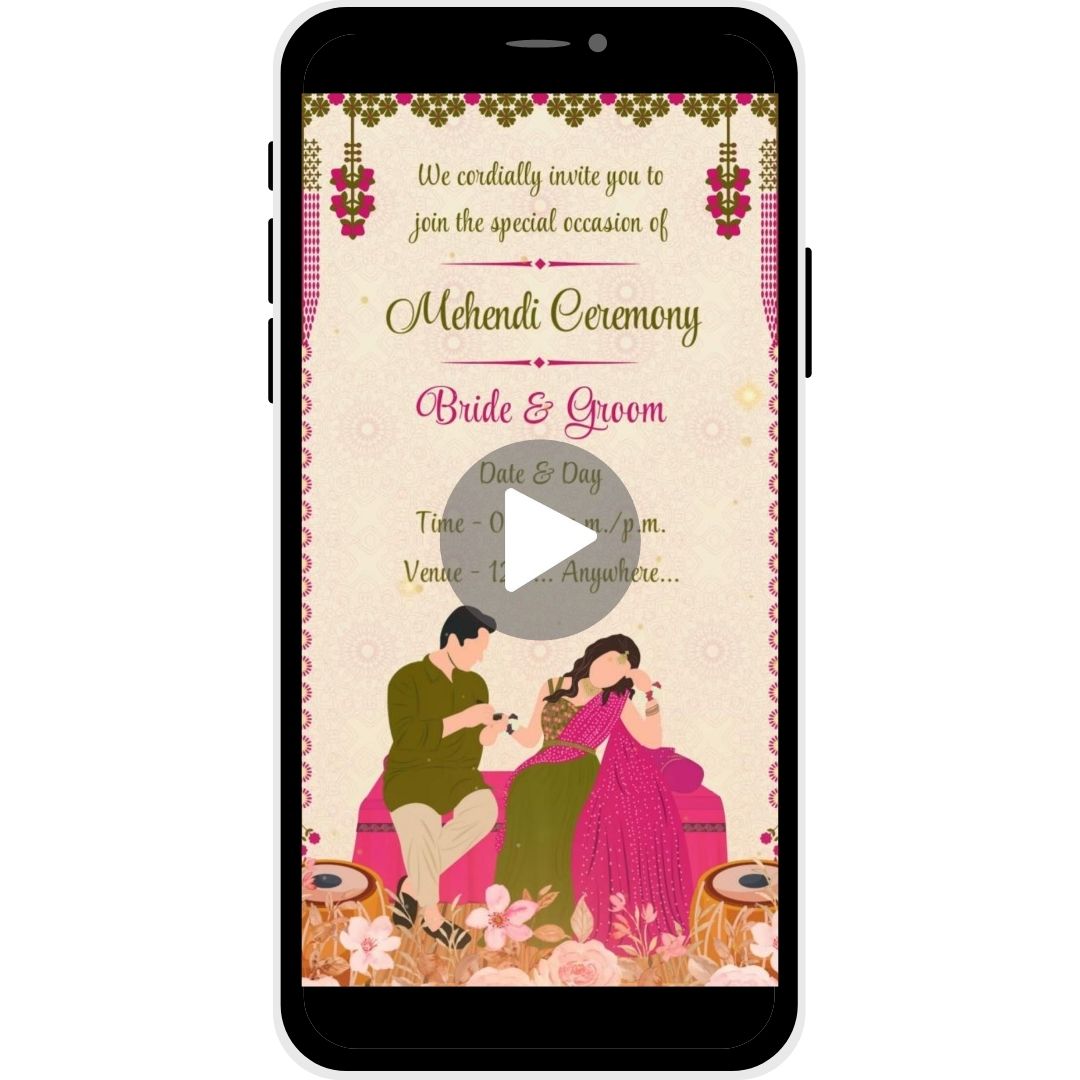 Ornate Grace Mehendi Invitation Video with Bride & Groom Names