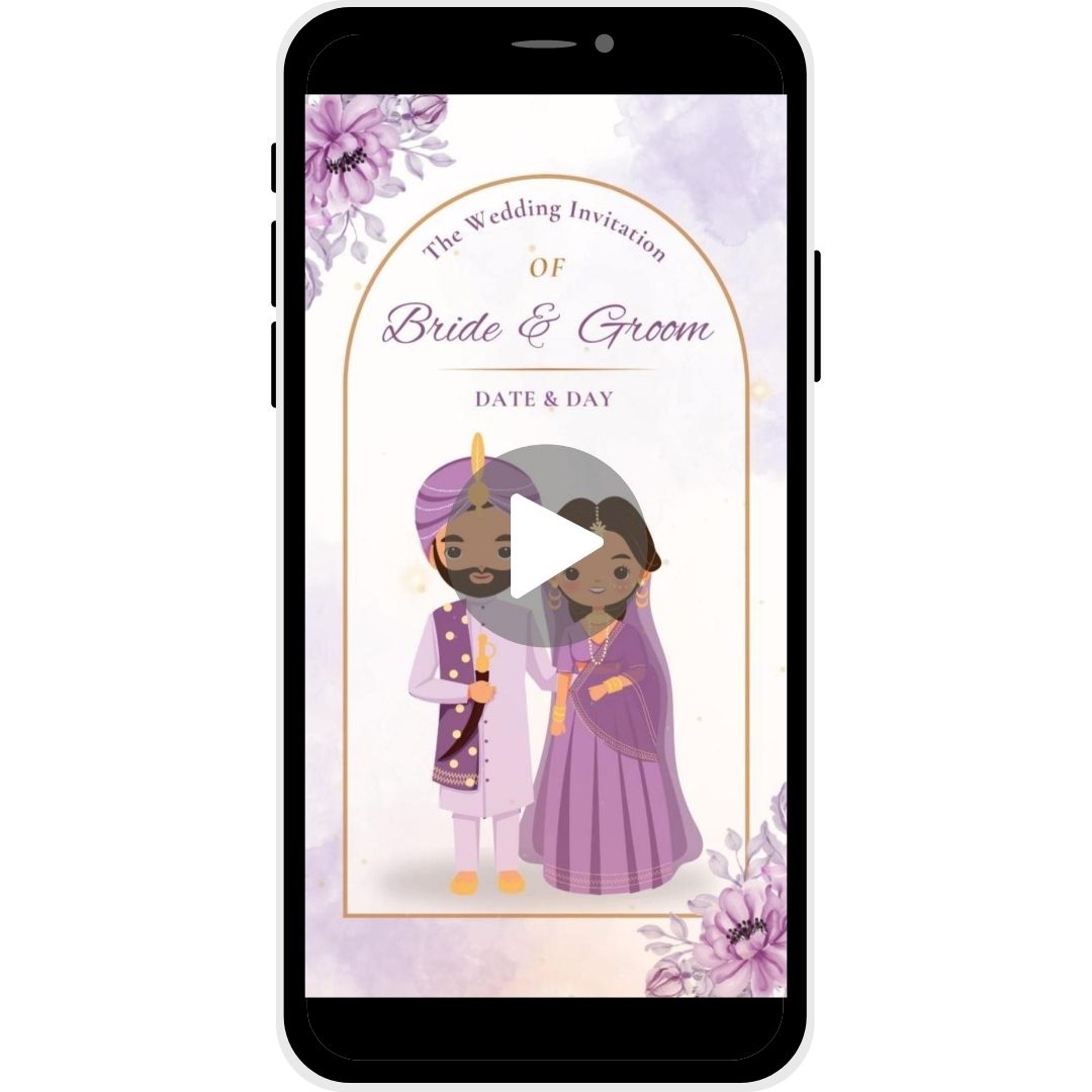 Velvet Petals Punjabi Wedding Invitation Video featuring Bride and Groom.
