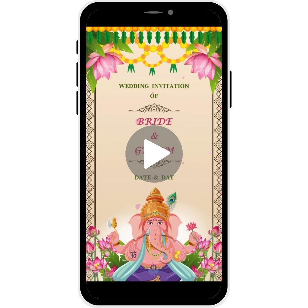 Timeless Lotus Marathi Wedding Invitation Video featuring Lord Ganesha and lotus flowers.