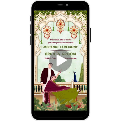 Royal Garden Mehendi Invitation Video with Bride & Groom Names