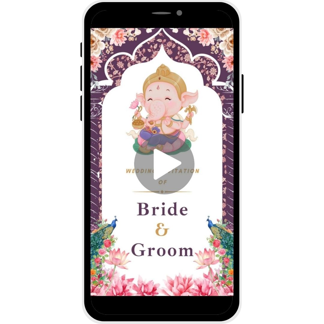 Lotus Harmony Gujarati Wedding Invitation Video - Bride and Groom