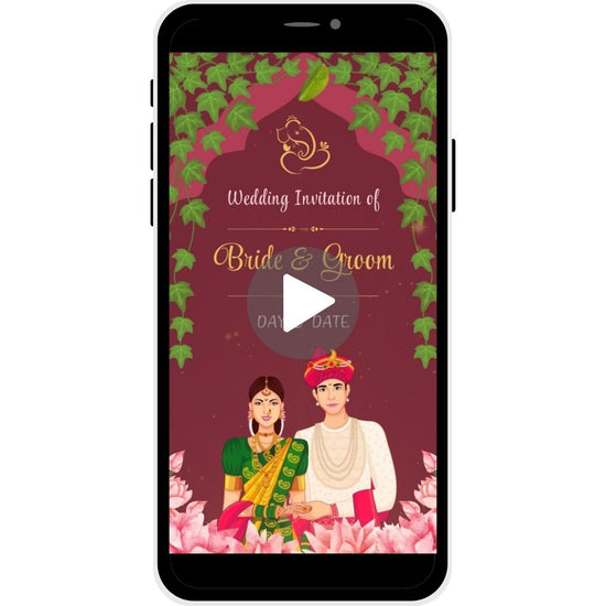 Vine of Love Marathi Wedding Invitation Video featuring lush greenery and Lord Ganesha.