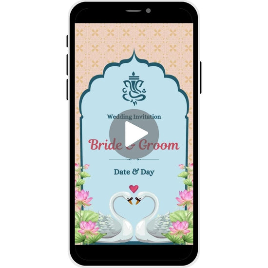 Lotus Love Hindu wedding invitation video featuring two swans and lotus flowers.