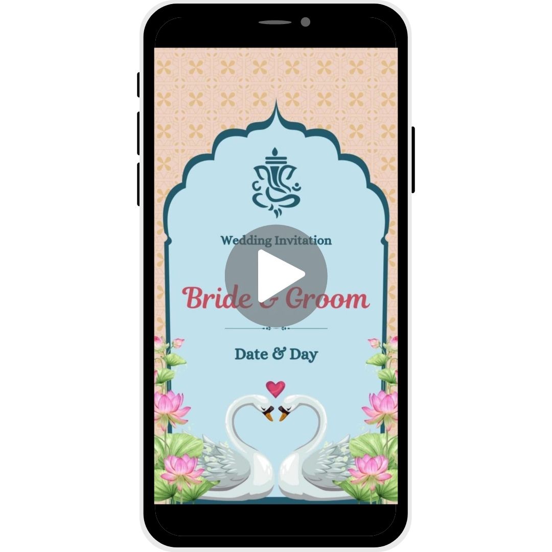 Lotus Love Hindu wedding invitation video featuring two swans and lotus flowers.
