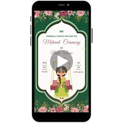 Rustic Romance Mehendi Ceremony Invitation Video for Bride