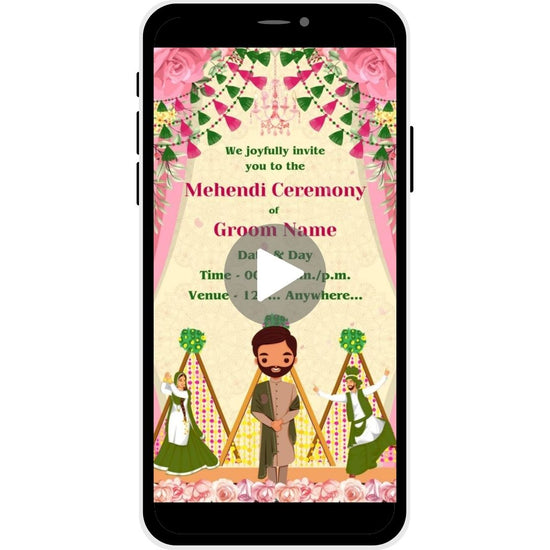 Dancing Petals Mehendi Ceremony Invitation Video for Groom