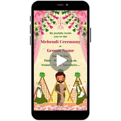 Dancing Petals Mehendi Ceremony Invitation Video for Groom